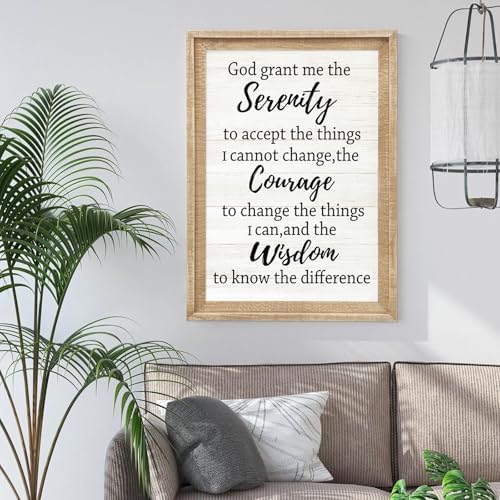 Serenity Prayer Rustic Bible Verse Framed Wall Art, 16''×11'' Religious Christian Saying Sign for God Jesus Christ Prayer, Vintage Positive Horizontal Holy Inspirational Catholic Scripture Gift Decor