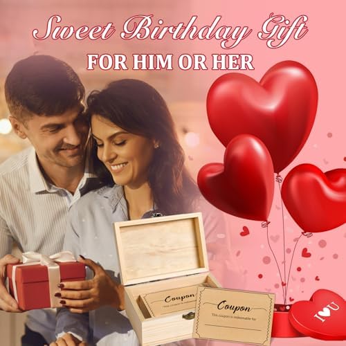 51pcs Coupons Card Box for Couples Personalized Customized Gifts, Birthday Gifts for Her Him Anniversary for Men Women Wife Husband Boyfriend Girlfriend