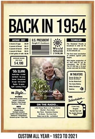 Personalized 71 year old birthday gifts - Back in 1954 Poster - Centerpiece Table Decorations 71st Birthday Party - Custom Born in 1954 Newspaper Vintage Poster for Men, Women