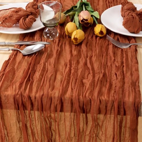 6 Pack Cheesecloth Terracotta Table Runner 10ft Rustic Gauze Decor
