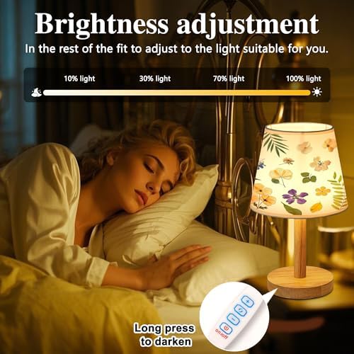 Floral Print USB Table Lamp, Flower Desk Lamp Gifts for Women Mom Granddaughter Girlfriend Friend Wife Anniversary Birthday Christmas Mothers, Beautiful Lamp Gifts for Bedroom Home Decor