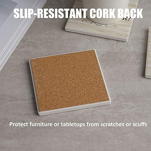 Funny Coasters for Drinks, Coasters Set of 6 Ceramic Coaster with Cork Base Coasters for Wooden Table Housewarming Gift New Home Apartment Kitchen House Decor Gift for Women Men