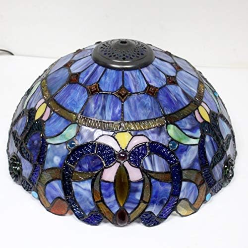 WERFACTORY Tiffany Lamp Blue Purple Cloud Stained Glass Style Table Lamp