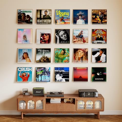 Laurensory Vinyl Record Wall Mount Shelves, 12 inch Vinyl Holder, 20 Pack