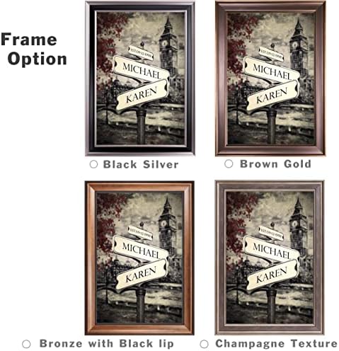 Lovers Crossroads Personalized Framed Arts Gift,includes Names and the Date Unique Gift for the Wedding Anniversary.With Different Frame Styles Framed Size:27 5/8X19 5/8 inches