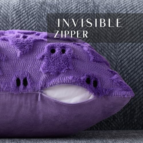 DFXSZ Halloween Pillow Covers 18x18 inch 2Pcs Purple Halloween Decor