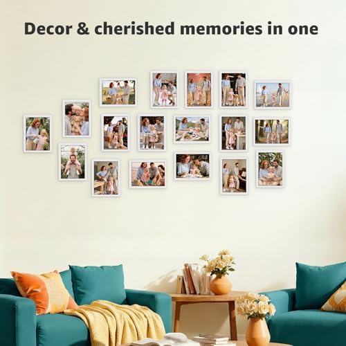 Giftgarden 5x7 Picture Frame Set of 18, Lightweight 5 by 7 Frames Bulk for Gallery Wall Photo Hanging and Tabletop Display, White
