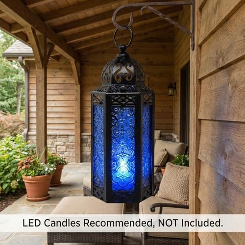 Vela Lanterns Decorative Indoor Moroccan Candle Holder, Cobalt, M, 6-Pack