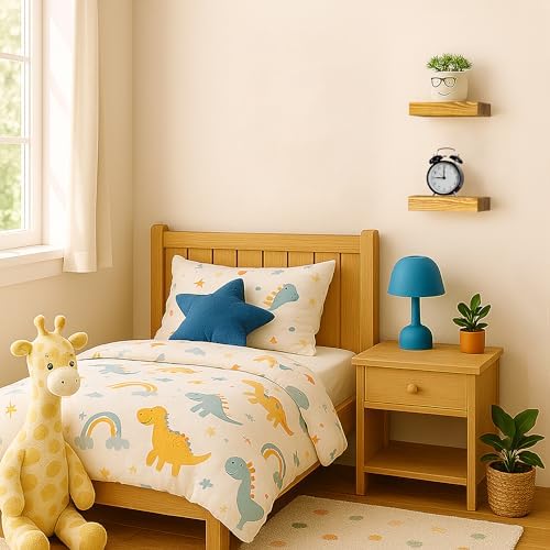 BGMG Small Wood Floating Shelves for Wall 8 inch Set of 2, Rustic Wooden Wall Mount Shelves for Living Room Bedroom Kitchen Farmhouse-8x6.7x1.25 inch- Gold Oak