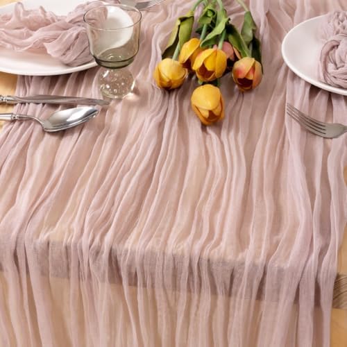 8 Pack Pink Table Runner 10ft Rustic Gauze Cheesecloth Table Decor