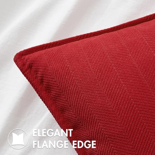 MIULEE Pack of 2 Red Decorative Chenille Pillow Covers 20x20 Inch