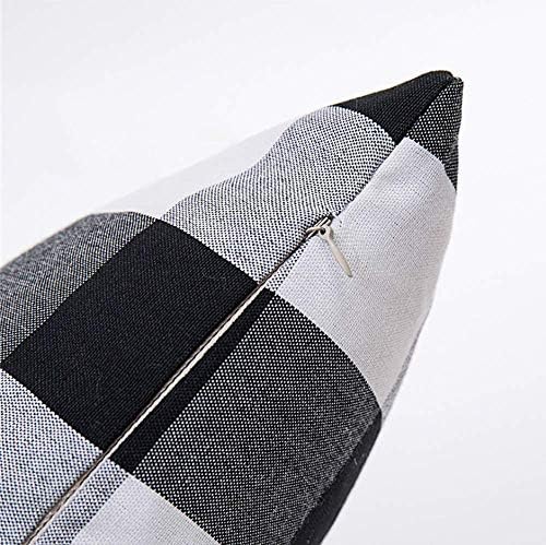 HOPLEE Decorative Black and White Pillow Covers Buffalo Plaid Cushion Covers for Sofa, Black and White 18x18 inch,4 Pack