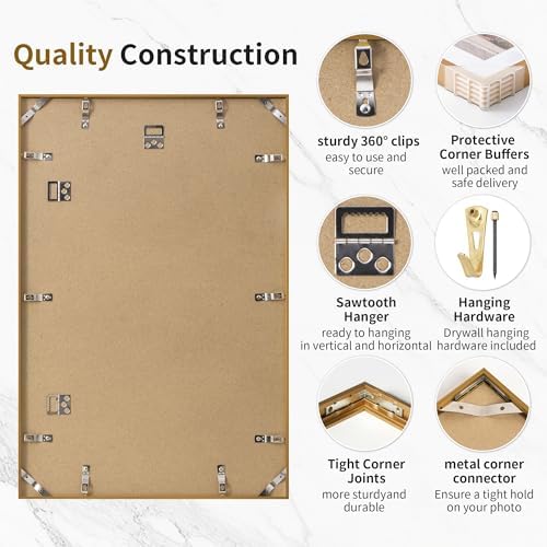 Fun Memories 18x24 Aluminum Poster Frame, 18 x 24 inch Metal Picture Frames with Real Glass Front, Displays 16x20 Photos with Mat or 18x24 Images without Mat - Bronze - Set of 1