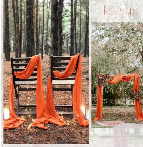 20 Pack Orange Table Runner 10Ft Cheesecloth Table Runner Boho Long Cheese Cloth Table Runners Romantic Sheer Fabric Gauze Table Runners for Wedding Party Bridal Shower