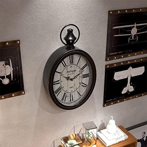 Menterry Small Retro Oval Wall Clock Antique Old Design,Black Vintage Style