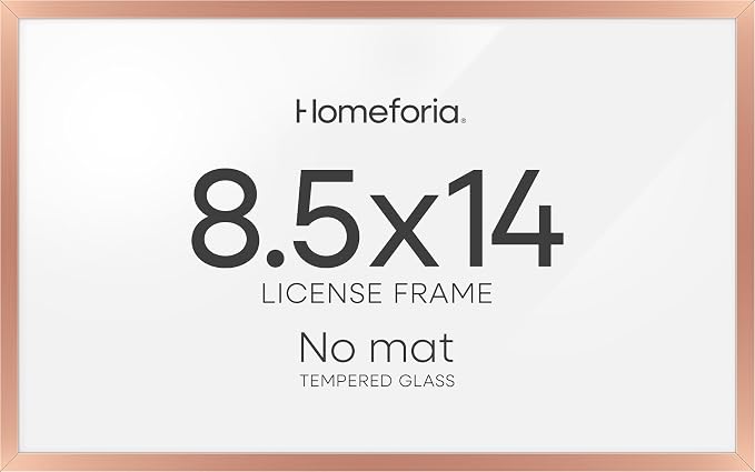 Homeforia 8.5x14 Rose Marriage License Frame, High-End Metal, Glass