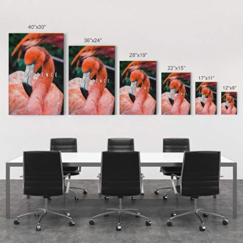 Smile Art Design Confidence Lettering Beautiful Flamingo Motivational Wall Art Canvas Print Inspirational Wall Art Entrepreneur Quote Office Living Room Decor Artwork Gift Ready to Hang 28x19
