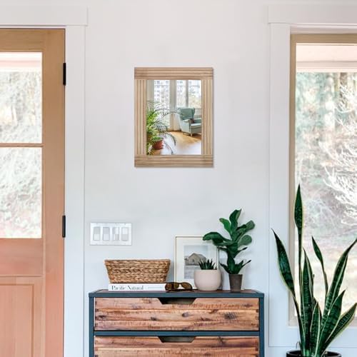 Mirrors for Wall Rustic Wooden Frame Rectangle Mirror Vintage Hanging Mirror for Bedroom Bathroom Living Room Farmhouse Wall Decor Small 16" x 12 "