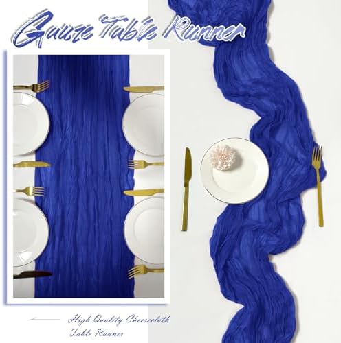 15 Pack Royal Blue Cheesecloth Table Runner 17 x 108 inch Cheese Cloth Table Runners 9ft Blue Table Runner Rustic Romantic Sheer Gauze Runner for Wedding Party Baby Shower Table Decoration