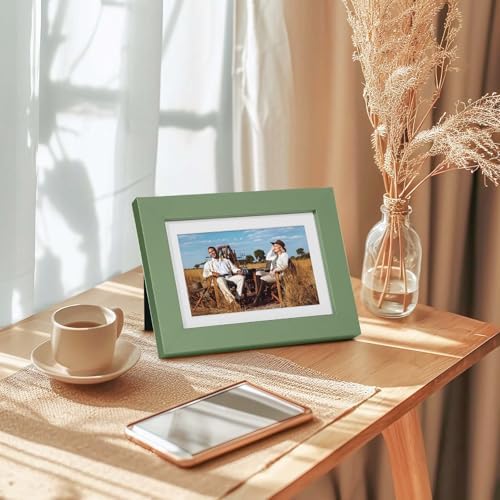 Muzilife Green 5x7 Wood Picture Frame with Mat, Real Glass Cover, 4 Pack