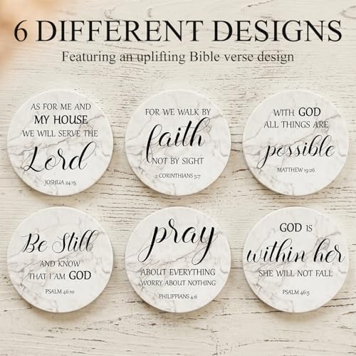 Christian Gift Home Decor Ceramic Scripture Bible Verses Coasters Set of 6