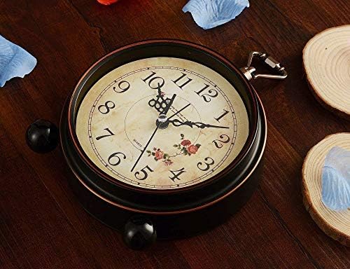 Vintage Analog Alarm Clock, Flower, 5.25 inch Small Silent