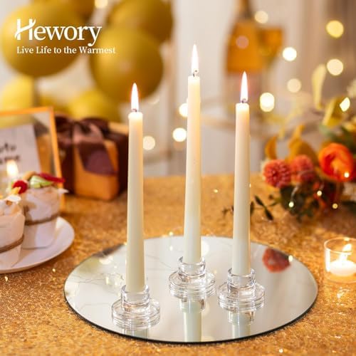 Hewory Glass Taper Candle Holders Bulk, 20 PCS Clear Candlestick Holders