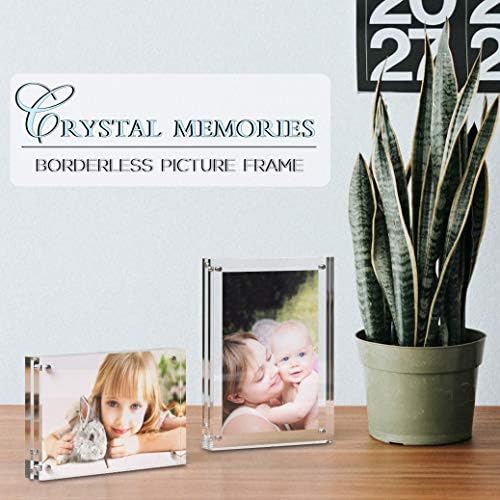 MIRA-K | Crystal Memories | Acrylic Picture Frame 4x6 with Magnetic Closure | Lucite Photo Frame for Tabletop | Decorative Display for Tickets, Postcards and Awards
