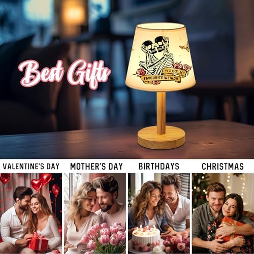 Skeleton Couple Table Lamp, Gothic Birthday Gifts for Bedroom Office, Valentines Mothers Day Christmas Anniversary Birthday Gift for Women Wife Husband Girlfriend Boyfriend Lover