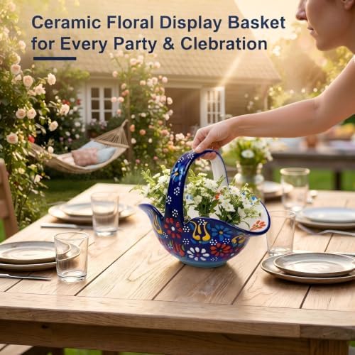 Ceramic Candy Dish, Small Fruit Basket with Handle, Key Holder, Decor Bowl
