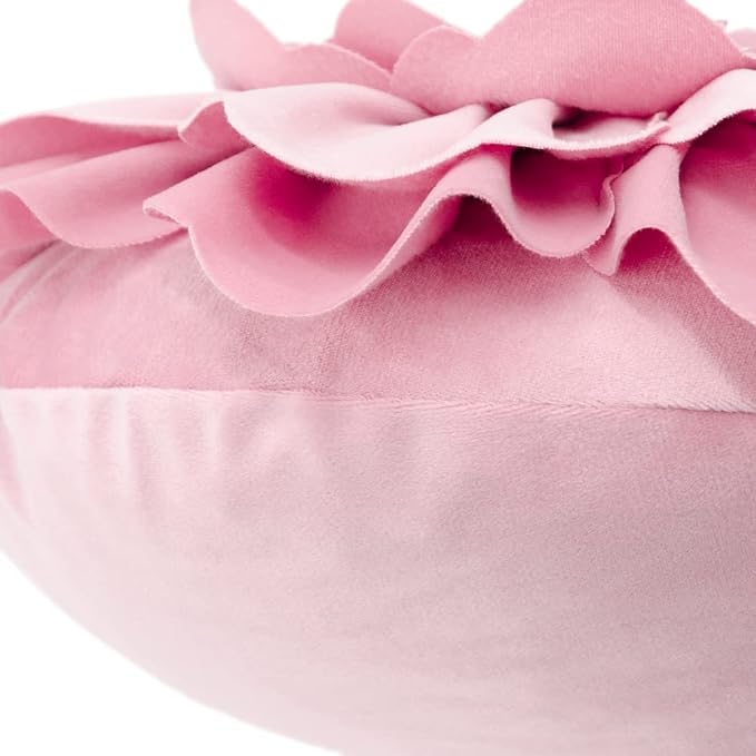 JWH Flower Throw Pillow Cover Decorative Round Pillow Case Floral Cushion for Bed Sofa Couch Car Decor 14 Inches Blush Pink with Insert