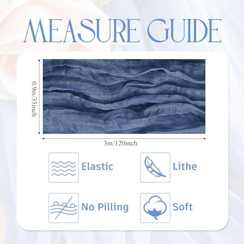 Wokceer Cheesecloth Table Runner Blue 10FT Boho Gauze Runner, 6 Pack