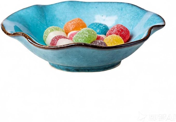 8" Fruit Bowl for Kitchen Counter Decor,Lotus Leaf Shape Ceramic Decorative Bowl,Key Bowl for Entryway Table Modern Home Decor