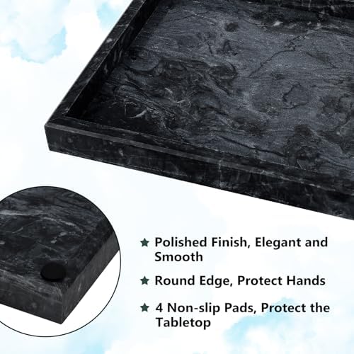 Real Natural Marble Tray for Bathroom, Vanity, Kitchen Counter & Desktop