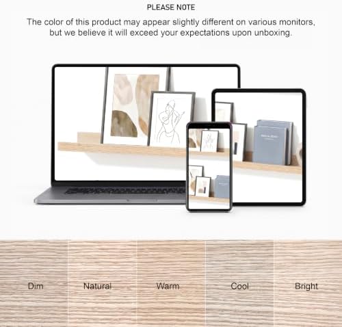 Oak Picture Ledge Shelves, 36 Inch Long Floating Wall Shelf Set of 2