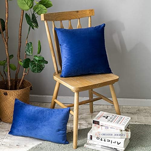Stellhome Rectangle Velvet Pillow Covers Decorative Cushion Covers for Bed Couch Sofa Bench, 12 x 20 inch (30 x 50 cm), Royal Blue, Pack of 2