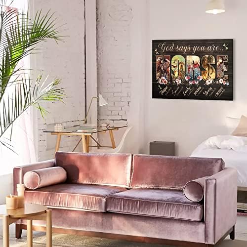 Rustic Religious Horse Canvas Wall Art Horse Gifts for Girls God Says You Are Picture Inspirational Wall Decor Scripture Painting Framed Modern Artwork for Girls Bedroom Home Decor 12x16 inch