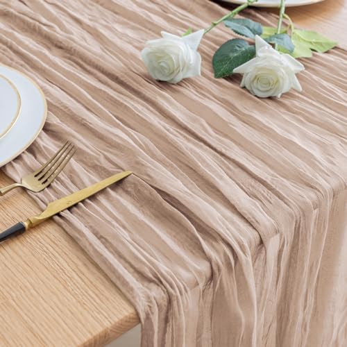 Asee'm Nude Pink Cheesecloth Table Runner Fall Boho Rustic Sheer Gauze 10FT