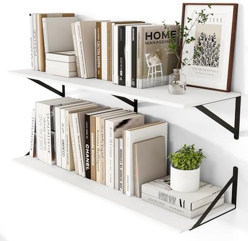 Heimlove 40W x 12D Deep Floating Shelves Set of 2 White