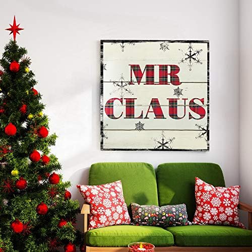 Renditions Gallery Canvas Wall Art for Christmas Decorations Mr Santa Claus Texture Abstract Artwork for Living Room Home Kitchen Wall Decor - 40"X40" LT05