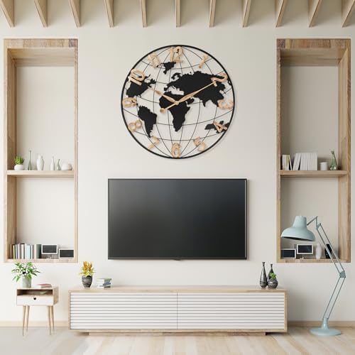 Pytha Sight 30 Inch Large Extra Giant Oversized Arabic World Map Wall Clock