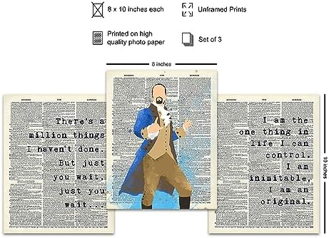 Musical Quote Set - Motivational Inspirational Broadway Play Merchandise - Gift for American History Fans - Wall Art Decor Room Decoration Poster Prints - 3-8x10 Unframed