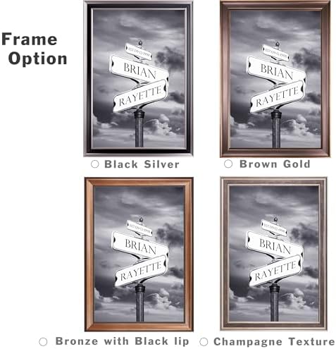 Street Sign Black and White Framed Arts Gift Your Names,the Date and romantic verses or write your own message Gift for Anniversary.With Different Frame Styles Framed Size:33 5/8X23 5/8 inches