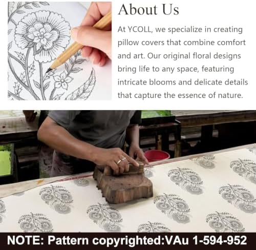 YCOLL Vintage Floral Print Pillow Covers 18x18 Set of 2 Patterned Accent Decorative Cushion Covers Modern Farmhouse Throw Pillow Covers for Sofa Couch Chair Bed Living Room Home Decor, Quiet Gray