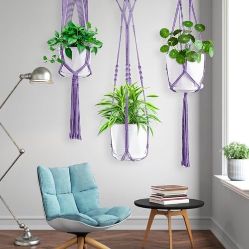 SFENNGPET Macrame Plant Hangers, 6Pack Hanging Planters for Indoor Plants
