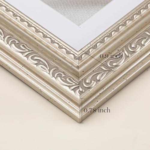 eletecpro 11x14 Vintage Picture Frame, Glass Cover, Silver Beige, 2-Pack