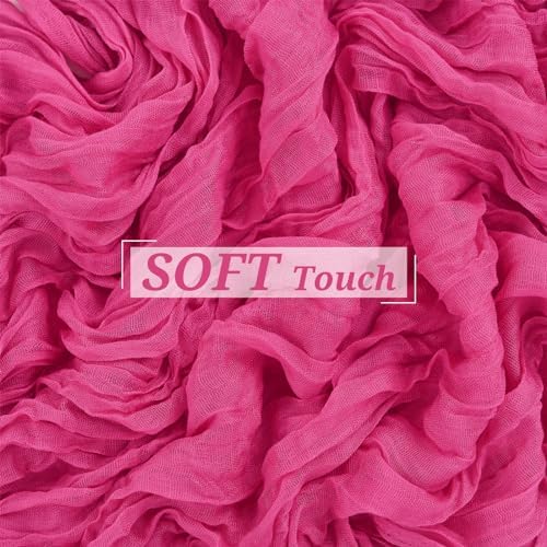 6 Pack Hot Pink Cheesecloth Table Runner, Extra Wide 35x120 Inch