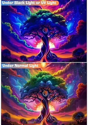 Apdidl Blacklight Tree of Life Tapestry Bedroom, Black Light Space Posters