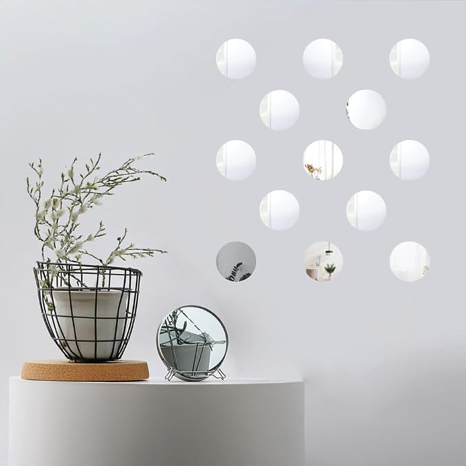 1 Inch, Pack of 10 Small Mirrors for Crafts, Round Mirror for Tables at Wedding, Mirror Tiles for Crafts and DIY Projects