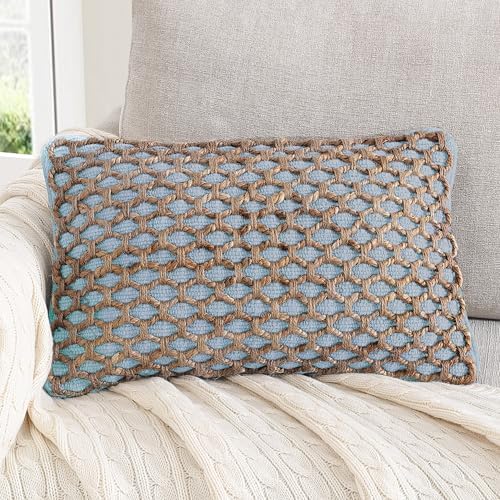 Boho Living Jada Decorative Throw, (1) 12" x 20" Pillow Cover, Light Blue